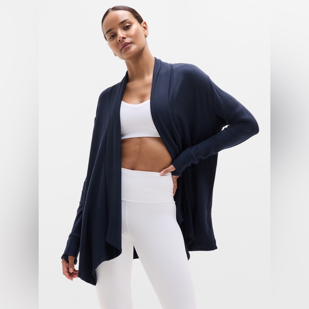 Athleta Pranayama Restore Wrap Cardigan – Navy – Medium